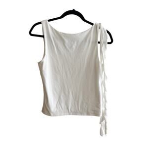 Gaze High Neck Scoop Back Tank Top with Shoulder Scarf Ruffle